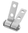 360 Degree Torque Friction Hinge With Removable Mounting Screws For Smooth Noise Free Rotation And Precise Positioning Durable Metal Hinge Set Built To Last 1 Set shown in silver metal with holes for mounting.
