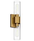 Stylish Modern 2 Light Vanity Light Fixture In Matte Gold With Clear Glass Up And Down Wall Sconces For Bathroom Bedroom Hallway And Kitchen Bulbs Not Included