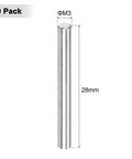 20 Pack 3 x 28 mm Dowel Pins, 316 Stainless Steel Shelf Support Pins For Metal Machinery And Wood Projects, Cylindrical Fasteners For Hinges, Shaft Fixing And Fixtures, Heavy Duty Corrosion Resistant Silver Tone, side view showing dimensions and silver tone finish.