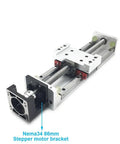 Rock Solid Aluminum Double Rail Guide Kit With Smooth As Silk Linear Slide Table For Knockout Xyz Axis Manual Control Supported By SFU1610 Ball Screw Across 600 Mm Travel Range with Nema34 86mm stepper motor bracket.