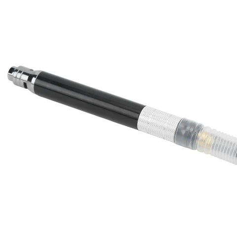 Smooth Operator Heavy Duty Pneumatic Pencil Die Grinder Kit With Built Tough Air Powered Mini Abrasive tool, black and silver, close-up.