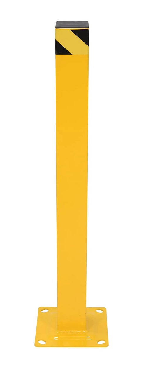 Prime Grade Built Like A Tank Steel Square Safety Bollard With Impact Resistant Cap 42 Inch Bright Yellow Industrial Garage Guard Post