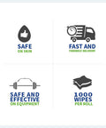 Infographic highlights 4000-count alcohol-free bulk gym equipment wipes: safe on skin, effective on equipment, fast delivery, 1000 wipes per roll.