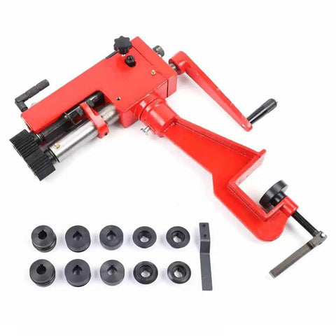 7 Inch Sheet Metal Bead Roller Rotary Bender Kit With 22 Gauge Steel Dies 6 Die Set Red Bead Rolling Machine displayed
