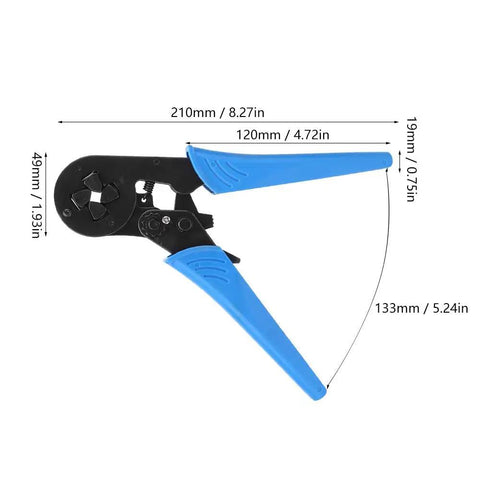 Top Shelf Self Adjusting Ratchet Ferrule Crimping Tool Kit with 45 Steel Body And Ergonomic Handles For Precise Wire Ends Crimping Connectors, blue handled crimper 210mm