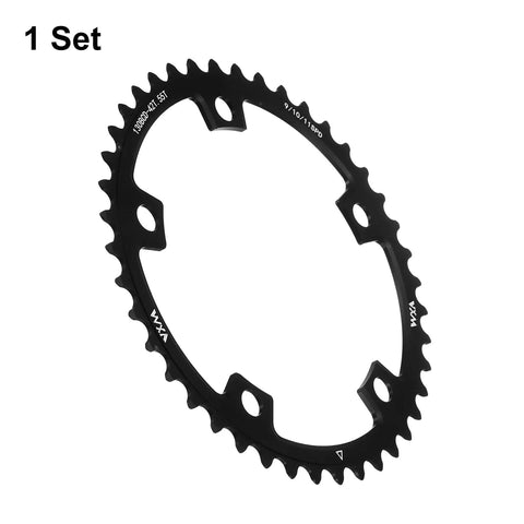 42T 130 BCD Aluminum Narrow Wide Chainring for Road Bikes CNC Machined 174mm Outer Diameter 76.4mm Bolt Circle in black