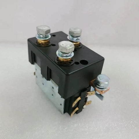 Jw Dawn 12V 100A SPDT Motor Reversing Contactor Solenoid Switch compatible with Albright DC88, black durable plastic design.