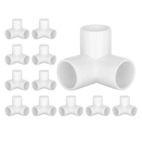 12 Pack 1 Inch 3 Way PVC Fittings Elbow Connector For DIY Garden Shelving Tent Greenhouse Pipe Structures Furniture Grade