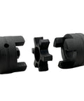 Flexible L-Jaw Coupling Set Three Quarters Inch To One Inch, Three-Piece HT250 Cast Iron With Rubber Spider, Keyways 3/16 X 3/32 And 1/4 X 1/8, Ideal For Wood Splitter And Heavy Duty Power Tools, Multi-Flex L075-3/4-1, three-piece set