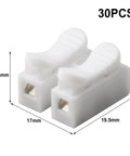 Easy Terminal Block Cable Clamp Kit With CH Spring Quick Wire Connectors shown with dimensions for electronics projects.