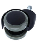Smooth And Silent 2 Inch Universal Replacement Casters For Office Chairs That Glide Like A Dream On Floors With Tough Grey Rubber Swivel Wheels That Are Hardwood Friendly And Super Sturdy - close-up of grey rubber swivel caster.