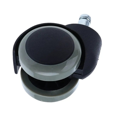 Smooth And Silent 2 Inch Universal Replacement Casters For Office Chairs That Glide Like A Dream On Floors With Tough Grey Rubber Swivel Wheels That Are Hardwood Friendly And Super Sturdy - close-up of grey rubber swivel caster.