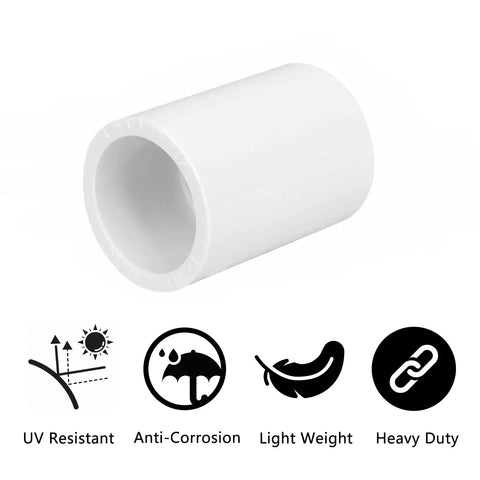20 Pack One Half Inch PVC Pipe Coupling Socket To Socket Fittings For Center Connections, Heavy Duty Build Grade SCH40 White PVC Slip Socket Connectors