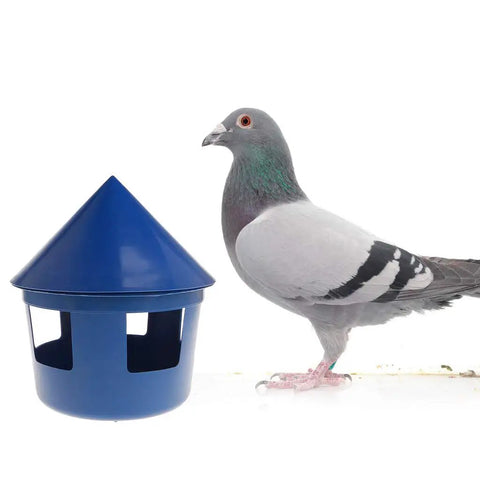 Blue Raliyatx Automatic Pigeon Feeder With Five Feeding Ports. Heavy Duty Chicken Food Dispenser Made From Safe Plastic. Durable Poult Supplies And Case 5 Feed System. Perfect For Backyard Birds, Fowl Housing, And Daily Pet Care Needs Around The Farm Or