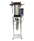 Small Vertical Injection Molding Machine For Quick Turnaround Prototyping And Diy Workshops Featuring Hassle Free Handling Automatic Return And Rock Solid Plastic Output, front view on a steel base.
