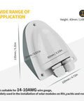 Solar Double Cable Entry Gland for RV Roof and Marine Installations, Easy Mount, Gray waterproof junction box with measurements