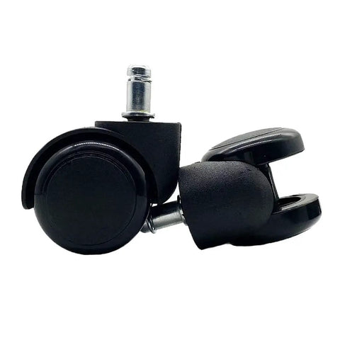 Universal Premium Office Chair Wheels And Quiet Dual Casters With 360 Degree Swivel Heavy Duty Rollers For Slick Glide On Carpet Or Laminate No Sweat Quick Swap Fit, black dual casters.