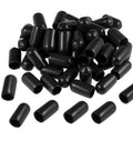 Round Rubber End Caps 100 Pack 1/4 Inch ID 6.5mm Black Vinyl Flexible Screw Thread Protectors For Metal Tubing, Rods, Bolts, Furniture Feet And Cables, black PVC caps