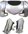 Medieval Iron Gorget Spaulders Shoulder Armor And Handcrafted Leather Gauntlet Gloves Set For Adults Dope Knight Cosplay Gear LARP