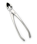 Round edge cutter from the Six Piece Bonsai Tool Kit with Long Handle Scissors 8 Inch and 7 Inch, Top Pruning Scissors 7.85 Inch, Root Pruning Scissors 7.48 Inch, Round Edge Cutter 8 Inch, and 3Cr13 Stainless Steel Tweezers 8 Inch.