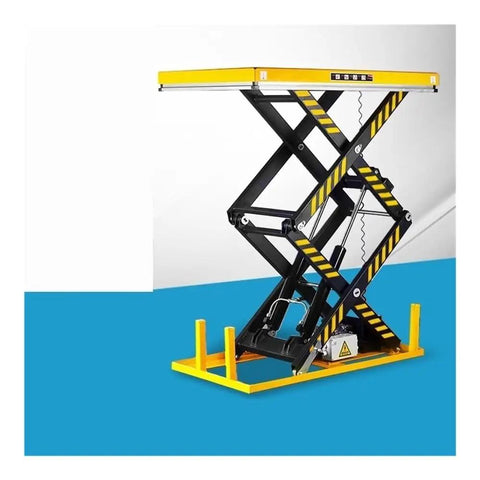 Heavy Duty Electric Hydraulic Work Table No Sweat Operation Adjustable Height Up To 178 cm with black and yellow scissor lift design.
