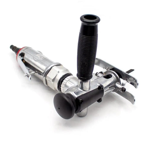 Knockout Pneumatic Jigsaw For Woodworking And Furniture Fab, Portable Air Reciprocating Saw With Swappable Handle, Heavy Duty Motor close-up image.