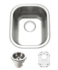 14 Inch Undermount Stainless Steel Kitchen Bar and Prep Sink Medium With Strainer Heavy Duty 18 Gauge T304 Built to Last