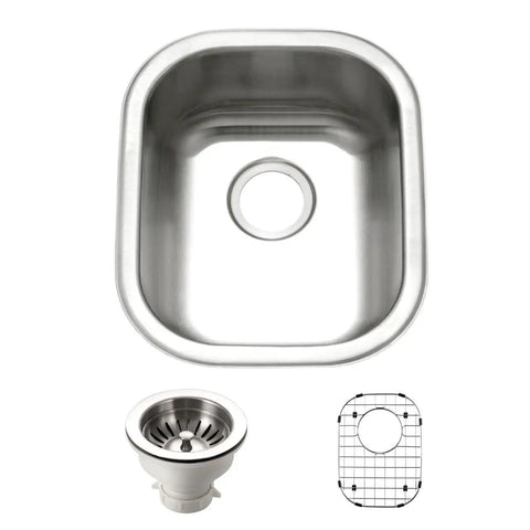 14 Inch Undermount Stainless Steel Kitchen Bar and Prep Sink Medium With Strainer Heavy Duty 18 Gauge T304 Built to Last