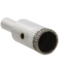 1/2-inch diamond drill bit hole saw, metal silver with diamond-coated rim, for tile and glass drilling