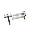 Front view of AOLBSPD engine timing tool set: three silver metal brackets with bolts.