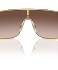 Wings III Wraparound Sunglasses With Gold Frame And Gradient Brown Lenses, 100 Percent UV Protection, 36mm Size For Everyday Streetwear Style That Goes With Any Look, front view