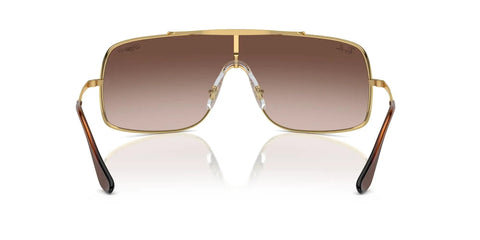 Wings III Wraparound Sunglasses With Gold Frame And Gradient Brown Lenses, 100 Percent UV Protection, 36mm Size For Everyday Streetwear Style That Goes With Any Look, front view