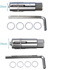 Dual Function Broken Screw Extractor And Thread Tap Tool For Plumbing Rusted Bolt And Pipe Valve Repair Adjustable Front End For 12 And 14 Mm Fittings Forged 45 Steel Construction Handy For DIYers Handymen Pro Grade Pros, 12mm 14mm set
