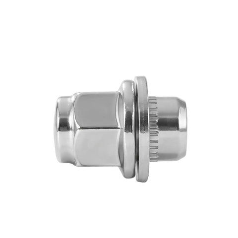 Side view of M12x1.25 Chrome Wheel Lug Stud Nut Set Four Pieces For Nissan Infiniti Cars Durable 10.9 Steel
