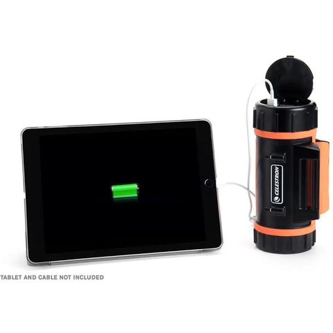 Go To Portable Power Tank LiFePO4 For Telescopes And Astronomy, 12V Battery Pack charging a tablet