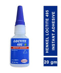 Loctite 495 instant adhesive bottle by Henkel with blue label and blue cap, 20 g