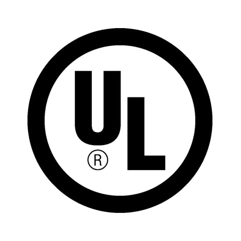 UL logo for UL Approved Compact Jet Hand Dryer For High Traffic Restrooms 1350W 120V Matte Black Built Tough With Quick Dry Powerful Airflow
