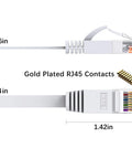 Flat Cat6 Ethernet Cable 20 Ft White RJ45 Patch Cord for Gigabit LAN Network With Fast Speeds 4 Pair Copper Wiring close-up