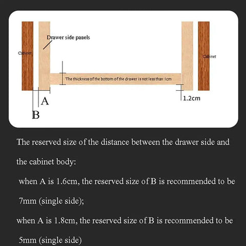 Diagram of drawer side panel installation for Soft Close Undermount Drawer Slides With Full Extension And Heavy Duty 40Kg Capacity.