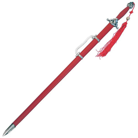 Pro Grade Tai Chi Practice Sword 41 Inch Overall With 29.5 Inch Mirror Polished Stainless Steel Blade Red Yin Yang Oriental Guard