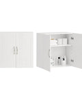 Space Saving Wall Cabinet For Bathroom Kitchen And Laundry With Enclosed Doors Adjustable Shelf And Three Height Options Over Toilet Storage White Finish A Versatile Wall Organizer For Home Garage showing closed and open views.