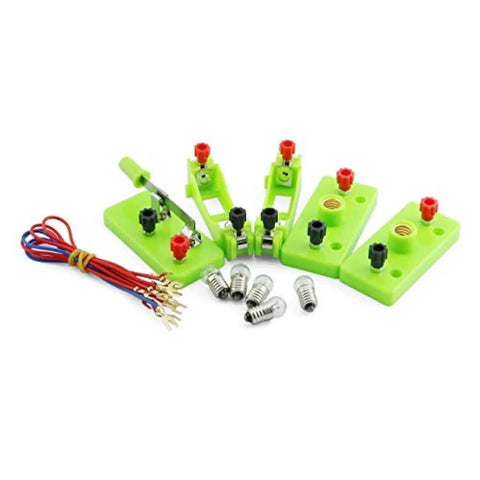 Circuit Learning Kit For Kids, Simple Circuit Physics Educational Box parts, featuring wires, bulb holders, and accessories.