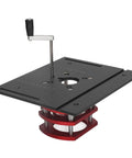 Do It Yourself Router Table Kit With Lifting System And Manual Router Lift, Durable Aluminum Base Plate With Saw Insert For Woodworking, black lifting base plate with manual handle