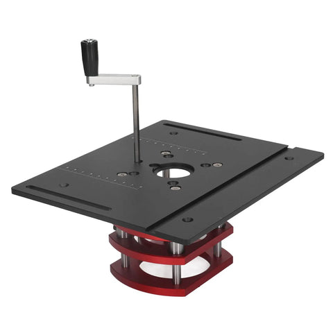 Router Lift Manual Lifting System Kit For Woodworking, Rock Solid Strength, Aluminum Alloy And Stainless Steel Build, Firm Clamping For Trim Routers, Easy Height Adjustment, Durable Black Mounting Frame on router table