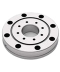 Beefy Cross Roller Bearing Built Tough For Robotics Machine Tools And Industrial Turntable Rotations High Precision Workhorse RU228 G XUUCC0P5 Replacement Units on a white background showing a detailed view of the bearing.