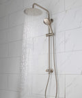 Brushed Nickel Shower System With Adjustable Slide Bar And 10 Inch Rain Shower Head Plus Handheld Spray, Dual Shower Head Set