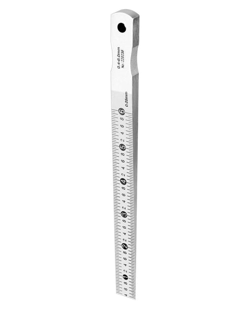 QWORK taper gap gauge feeler gauge 0.4-6 mm, carbon steel with chrome plating, front view