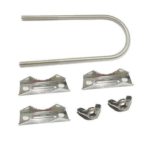 Beefy Heavy Duty Double Mast Clamp For Pole To Pole Mounting, Rock Solid V Jaw Block With U Bolts, All In One Mounting Kit For TV CB Ham Antennas, Parasols, Flags, Fishing Rods, And Other Outdoor Gear: zinc-plated steel U-bolt kit