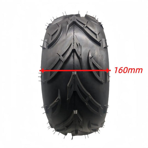Front view of ATV Left Wheel Rim Tire Assembly For TaoTao 50cc 90cc 110cc 125cc, featuring 16x8-7 tire with 70mm bolt rim, 160mm width.