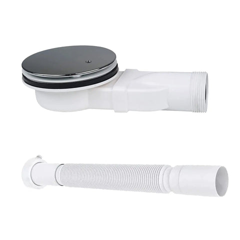 Slim Low Profile Shower Drain With Chrome Plated ABS Body 90mm Outlet, side view, high flow 36 LPM, silicone trap focus.
